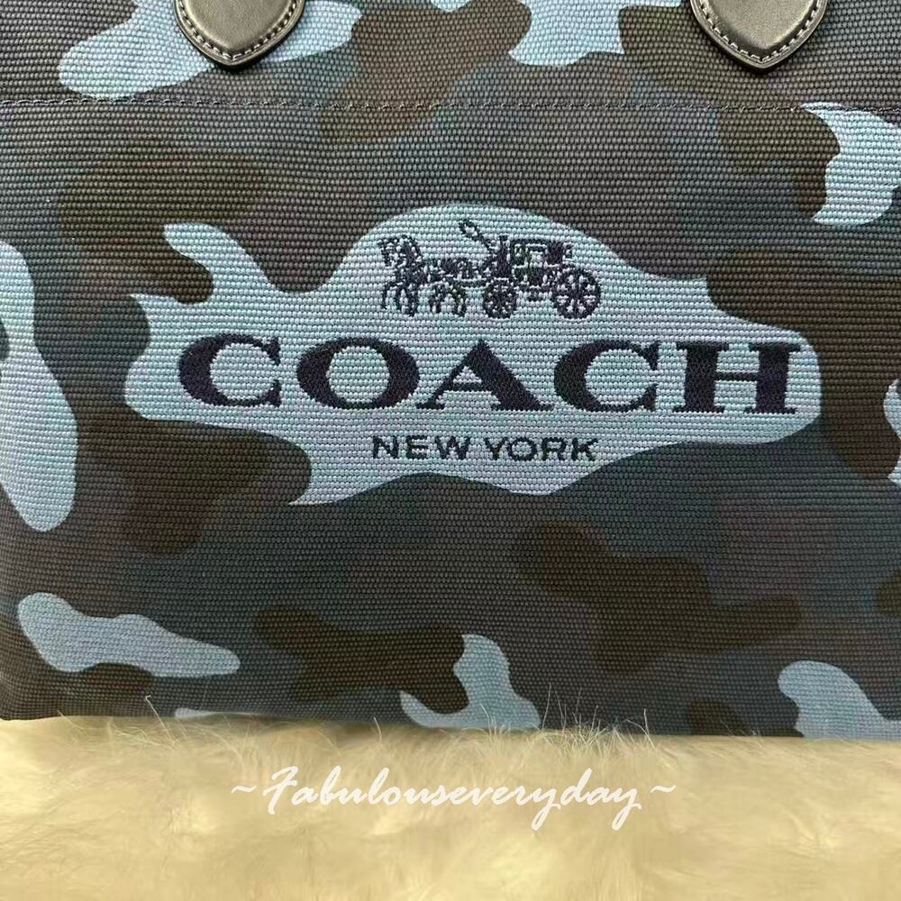 Coach Men's Small Tour Tote Bag With Camo Print Silver/Blue Multi CDQ74 NWT - Picture 8 of 8